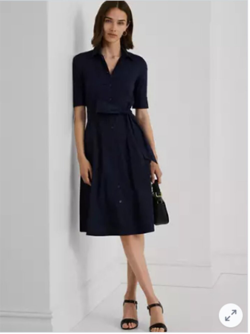 Ralph Lauren Belted Cotton Blend Shirtdress